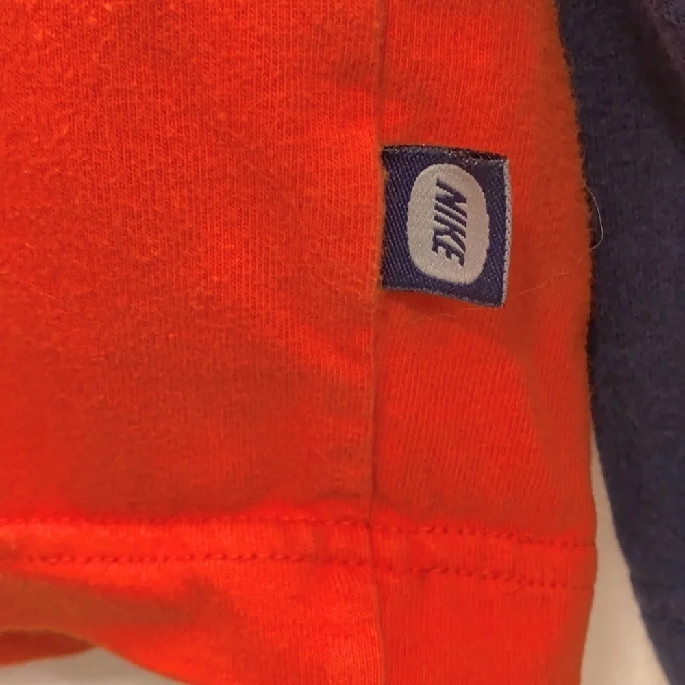 Men’s Vintage Orange and Blue Nike 100% Cotton Long Sleeve Shirt Size Large